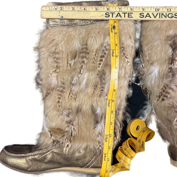 Colin Stuart Feather gold statement boots sz 7.5 - Picture 10 of 10